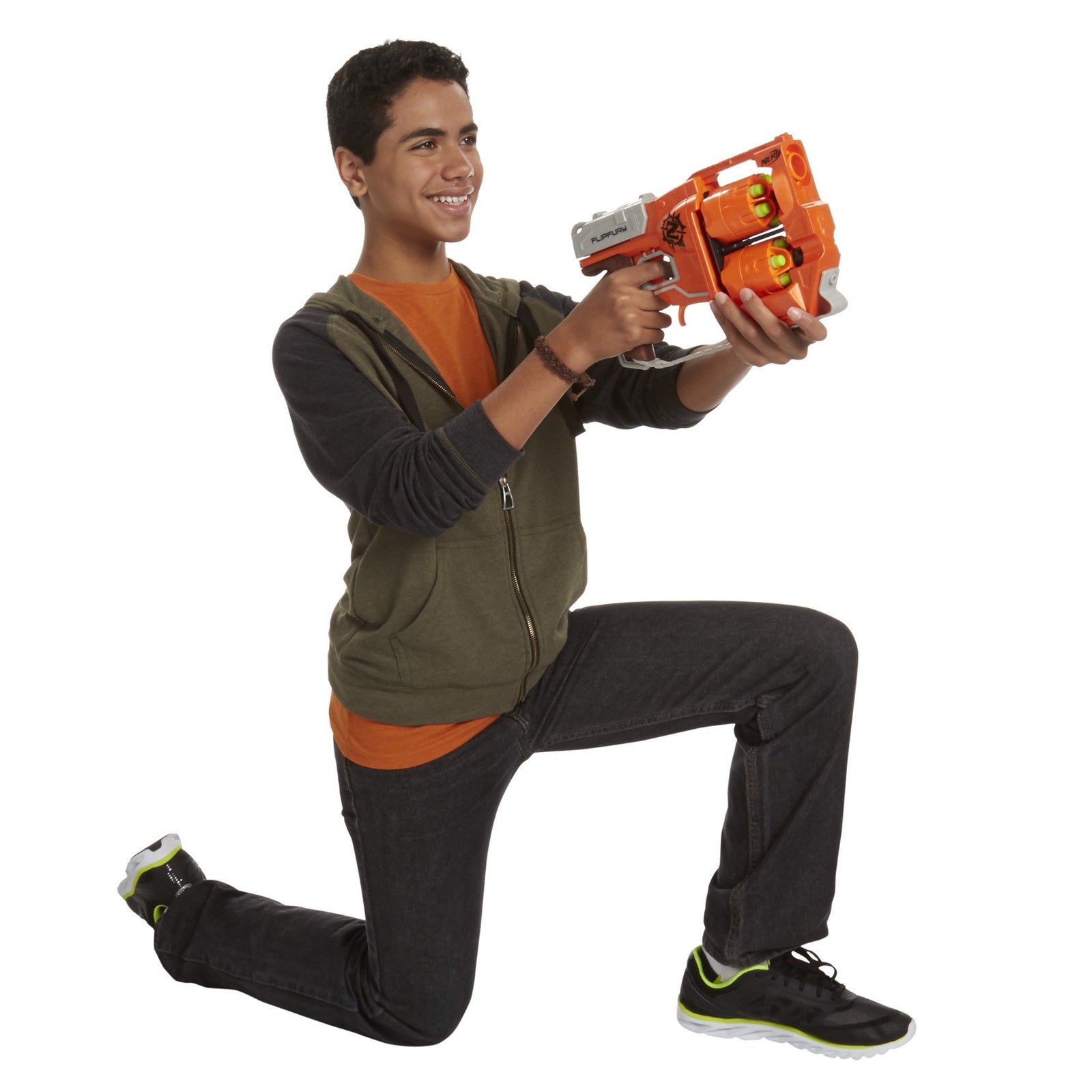 NERF Zombie Strike FlipFury Blaster -- 2 Flipping 6-Dart Drums -- Fire 6 Darts, Flip, Fire 6 More -- 12 Zombie Strike Elite Darts