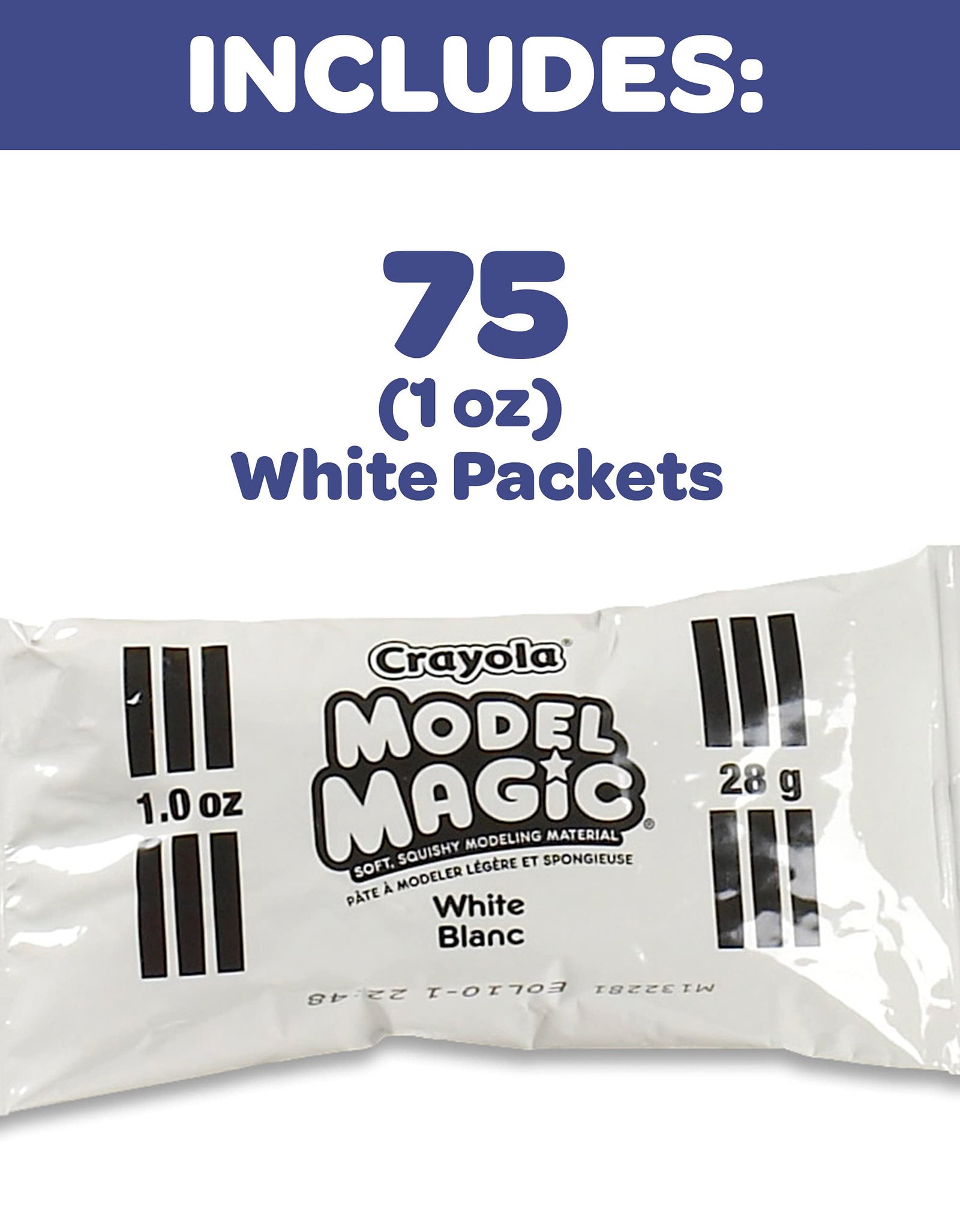 Crayola Model Magic White, Modeling Clay Alternative, Bulk School Supplies Classpack,75 Single Packs, 1 oz