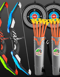 TMEI Bow and Arrow Set for Kids - Archery Toy Set - LED Light Up with 10 Suction Cup Arrows, Target & Quiver, Indoor and Outdoor Toys for Children Boys Girls
