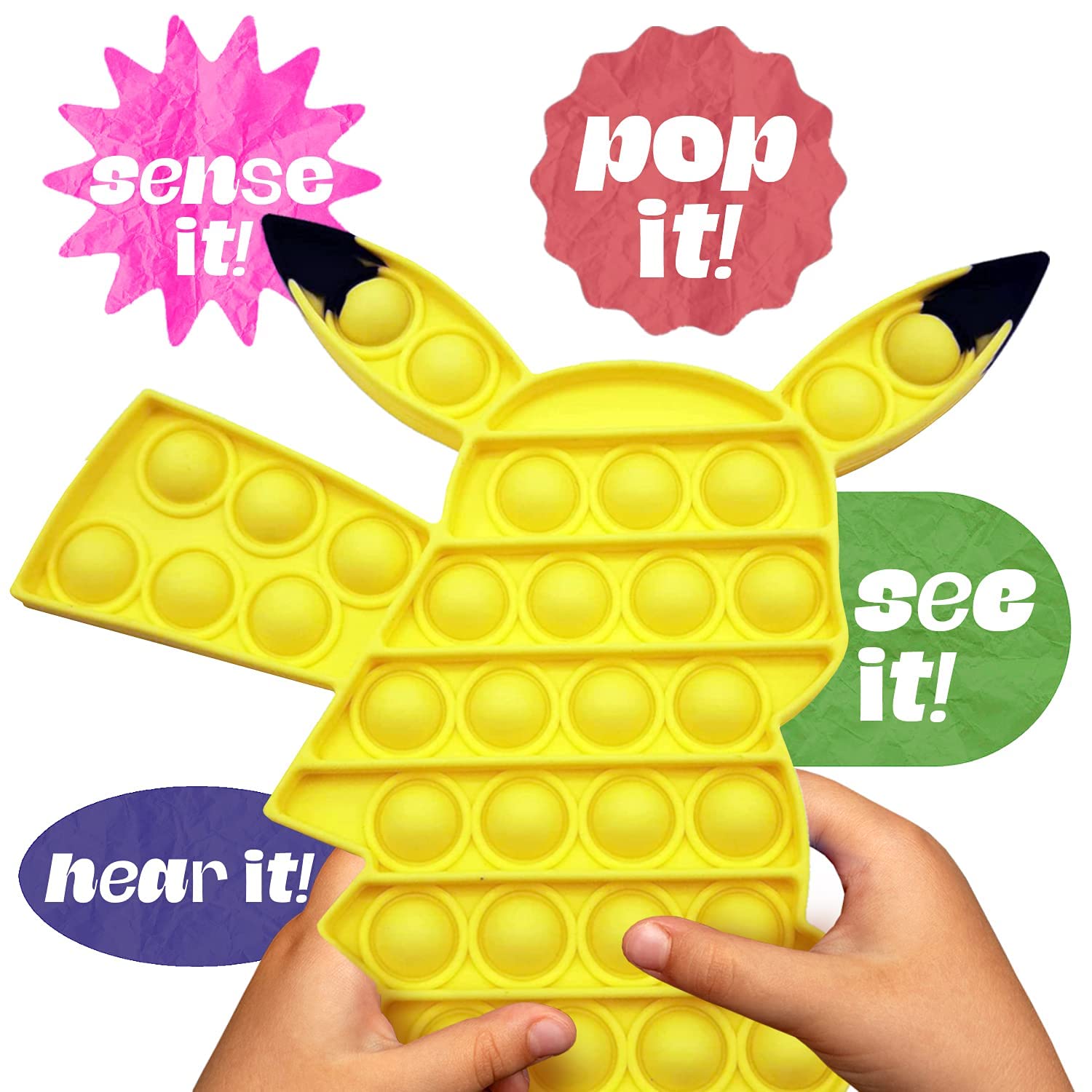Boxgear Pikachu Fidget Toy Pop Pop– Pop Fidget Toy for Kids and Adults – Stress Relief Fidget – Anti Stress Squeeze Toy - Animal Silicone Fidget Blocks – Lightweight and Durable
