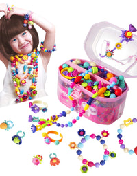 Pop Beads, Jewelry Making Kit - Arts and Crafts for Girls Age 3, 4, 5, 6, 7 Year Old Kids Toys - Hairband Necklace Bracelet and Ring Creativity DIY Set | Ideal Christmas Birthday Gifts (520 PCS)
