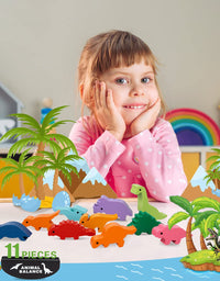 HahaGift Dinosaur Toys for Kids 3-5 Year Old Boys Gifts, Wooden Stacking Toddler Toys for 2 3 4 5 6 Year Old Boys Toys, Montessori Learning Toys Age 2-6 Year Old Boys Christmas & Birthday Gifts!

