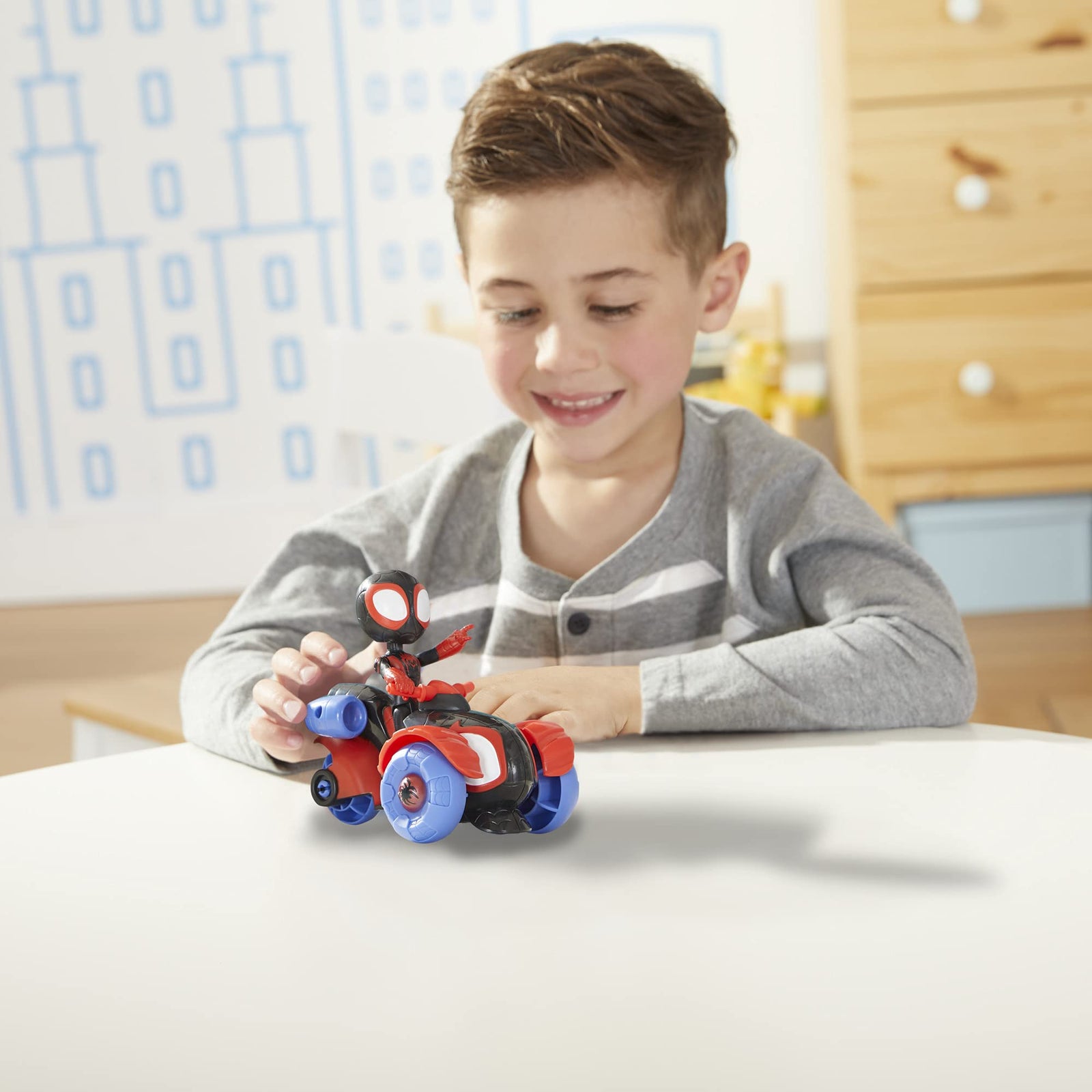 Marvel Spidey and His Amazing Friends Miles Morales Action Figure and Techno-Racer Vehicle, for Kids Ages 3 and Up