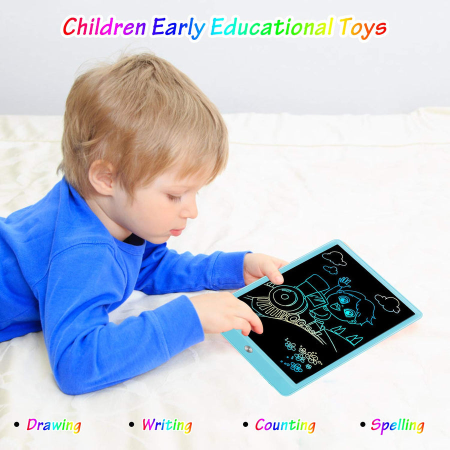 Toy for 3 Year Old Boys Girls FLUESTON LCD Writing Tablet 10 Inch Doodle Magic Board, Colorful Drawing Tablet for Kids, Portable Travel Birthday Gifts Toys Draw Pad for 4 5 6 7 Year Old Toddlers