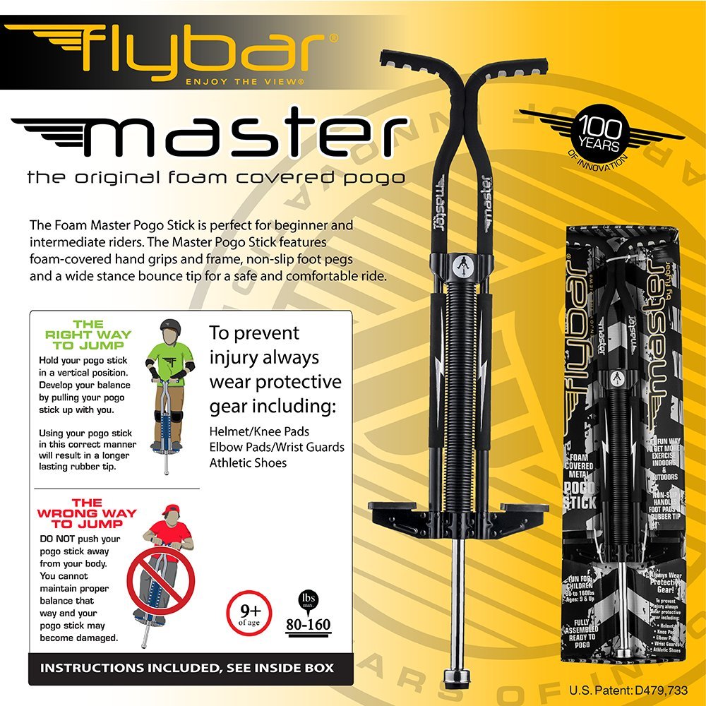 Flybar Foam Master Pogo Stick For Kids Boys & Girls Ages 9 & Up, 80 to 160 Lbs - Fun Quality Pogostick By The Original Pogo Stick Company
