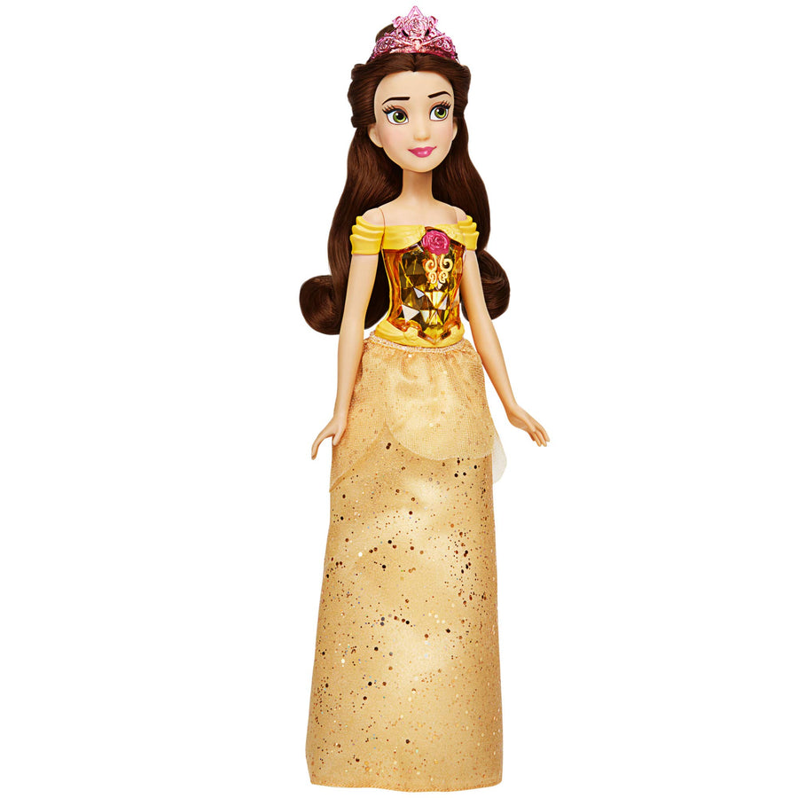 Disney Princess Royal Shimmer Belle Doll, Fashion Doll with Skirt and Accessories, Toy for Kids Ages 3 and Up , Yellow