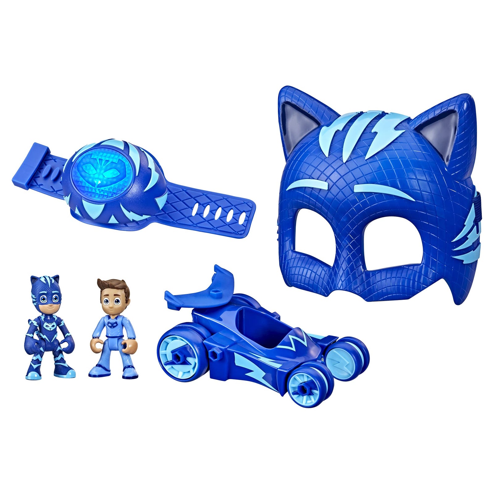 PJ-Masks Catboy Power Pack Preschool Toy Set with 2 PJ-Masks-Action-Figures, Vehicle, Wristband, and-Costume-Mask for Kids Ages 3 and Up