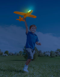 2 Pack LED Light Airplane,17.5" Large Throwing Foam Plane,2 Flight Mode Glider Plane,Flying Toy for Kids,Gifts for 3 4 5 6 7 8 9 Years Old Boy,Outdoor Sport Toys Birthday Party Favors Foam Airplane
