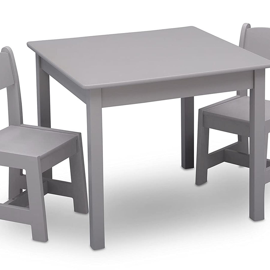 Delta Children MySize Kids Wood Table and Chair Set (2 Chairs Included) - Ideal for Arts & Crafts, Snack Time, Homeschooling, Homework & More, Grey