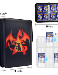Card Binder for Pokemon Cards, CHELSOND 9-Pocket Portable Card Collector Album Holder Book Fits 720 Cards with 40 Removable Sleeves, Trading Card Binder Display Storage Carrying Case for TCG-Dragon
