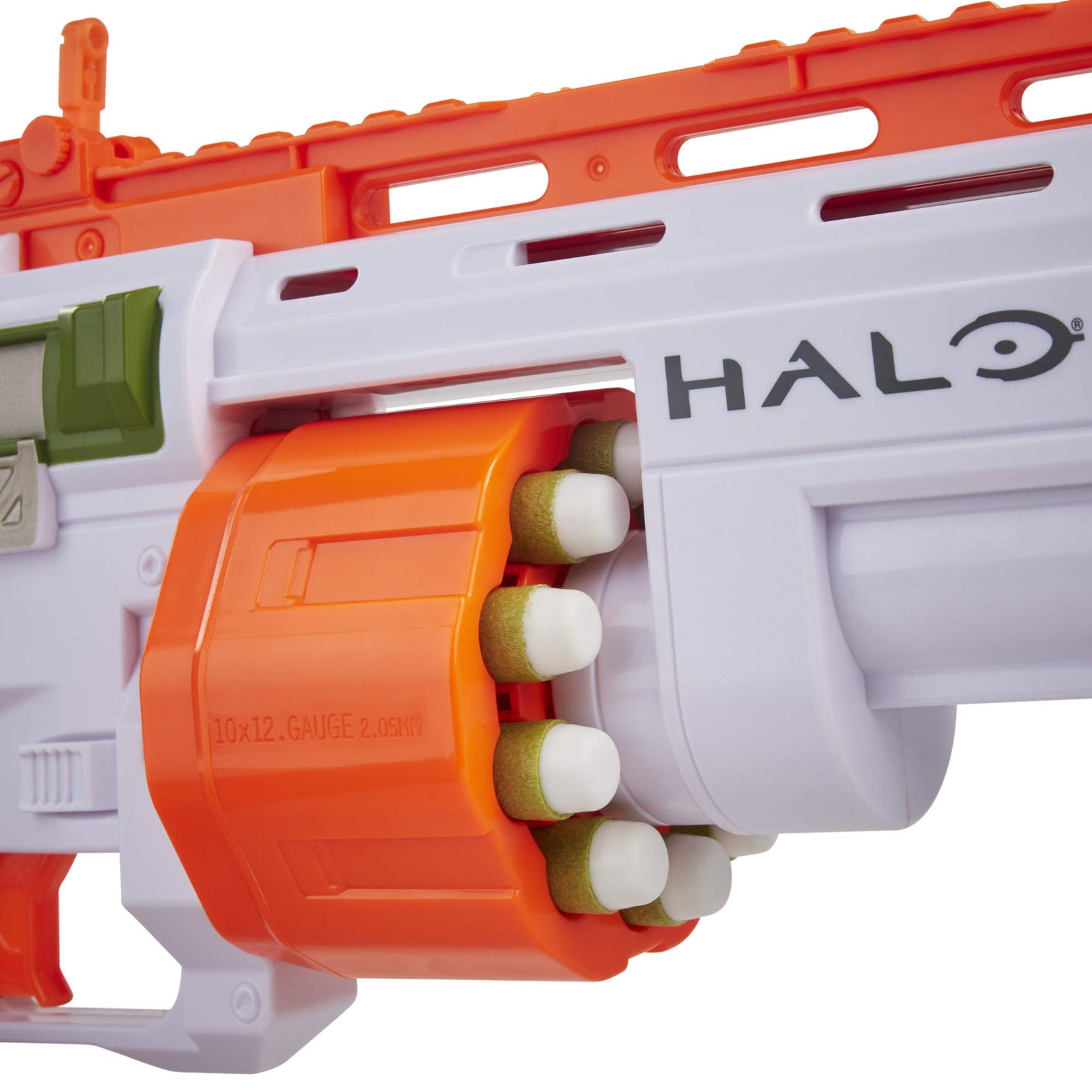 NERF Halo Bulldog SG Dart Blaster -- Pump-Action, Rotating 10-Dart Drum, Tactical Rails, 10 Official Elite Darts, Skin Unlock Code