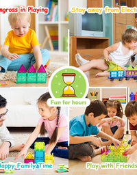 cossy Kids Magnet Toys Magnetic Tiles, 120 PCs Magnetic Building Blocks, Educational Toys for Kids Children with 2 Car Sets
