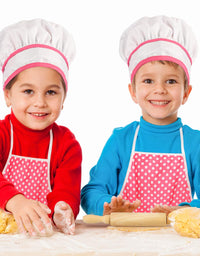 Kids Cooking Baking Set 17Pcs, Kids Chef Role Play Costume Set - Chef Hat and Matching Pink Apron Children Dress up Pretend Gift for 3 4 5 6 7 8 Year Old Girls Toys
