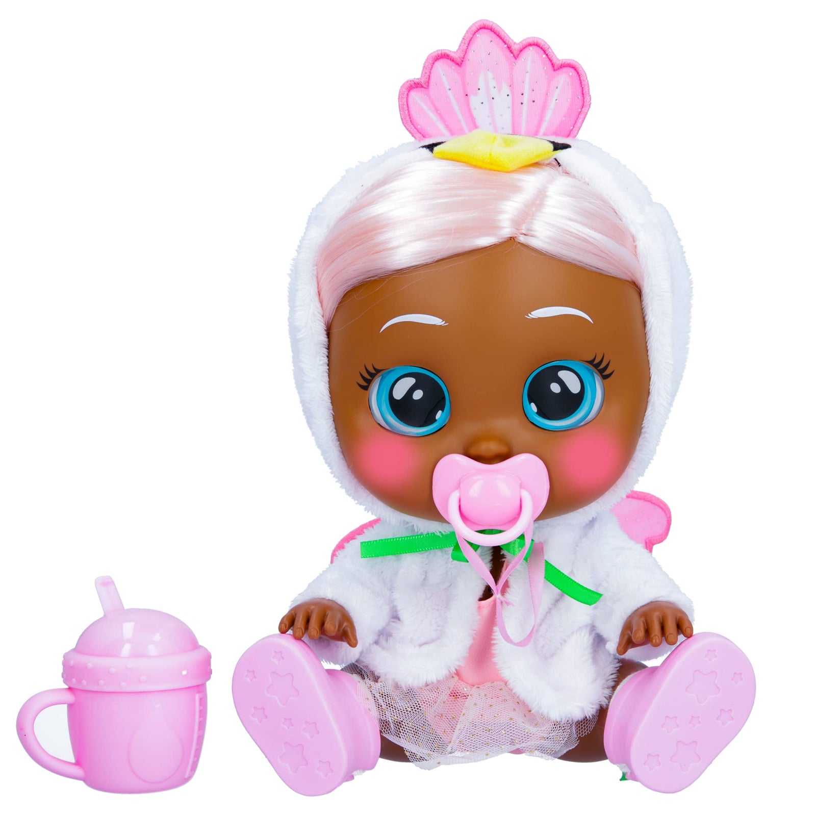 Cry Babies Kiss Me Stella - 12" Baby Doll | Deluxe Blushing Cheeks Feature | Shimmery Changeable Outfit with Bonus Baby Bottle