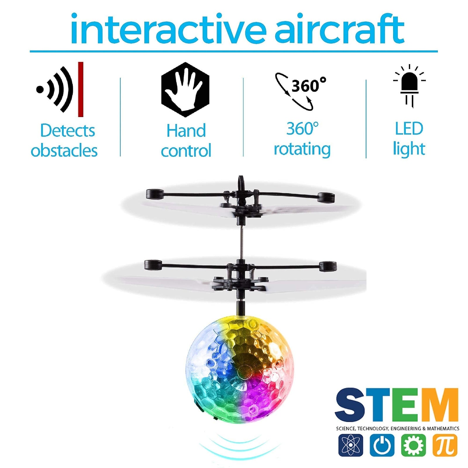 Magic Flying Ball Toy - Infrared Induction RC Drone, Disco Light LEDs, Rechargeable Helicopter - Unique Kids & Adults Christmas Stocking Stuffer Idea 2021, Best Teenage Girl, Teen Boy & Tweens Present
