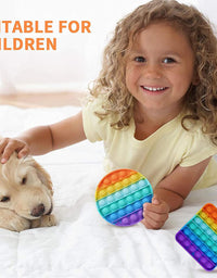 9 Pack Colorful Pop Fidget Toy, Push Bubble Popper Sensory Toy, Autism Special Needs Stress Reliever Silicone Stress Reliever Toy ，Help Restore Emotions Gift for Adult Kids (Rainbow&Pink)
