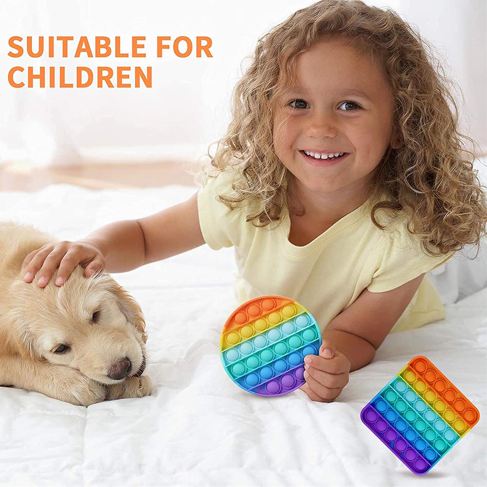 9 Pack Colorful Pop Fidget Toy, Push Bubble Popper Sensory Toy, Autism Special Needs Stress Reliever Silicone Stress Reliever Toy ，Help Restore Emotions Gift for Adult Kids (Rainbow&Pink)