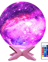 HYODREAM 3D Moon Lamp Kids Night Light Galaxy Lamp 16 Colors LED Light with Rechargeable Battery Touch & Remote Control as Birthday Gifts for Boys/Girls/Kids

