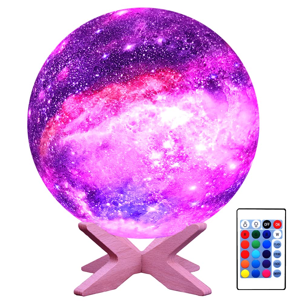 HYODREAM 3D Moon Lamp Kids Night Light Galaxy Lamp 16 Colors LED Light with Rechargeable Battery Touch & Remote Control as Birthday Gifts for Boys/Girls/Kids
