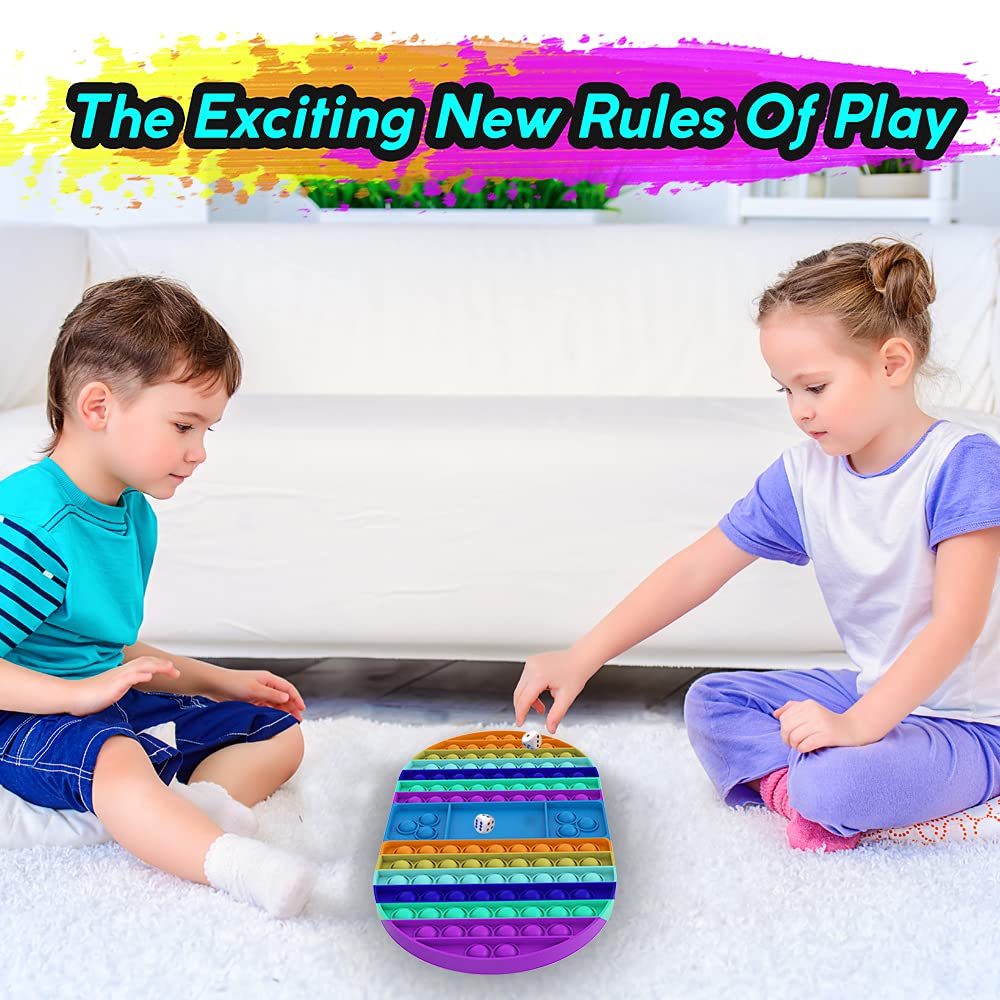 XEVFITN Big Size Pop Game Fidget Toy Jumbo Rainbow Push Bubble Popper Fidget Sensory Toys for Parent-Child Time Extra Large Giant Mega Huge Toy for Interactive Stress Relief Gift for Kids Adult
