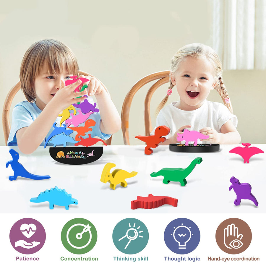 Wooden Stacking Dinosaur Toys for Kids 3-5 Boys - Dinosaur Toys for 2 Year Old Boy Stacking Toys Gifts for 2 3 4 Year Old Boys, Montessori Toys for 2 Year Old Toys for Boys Gifts