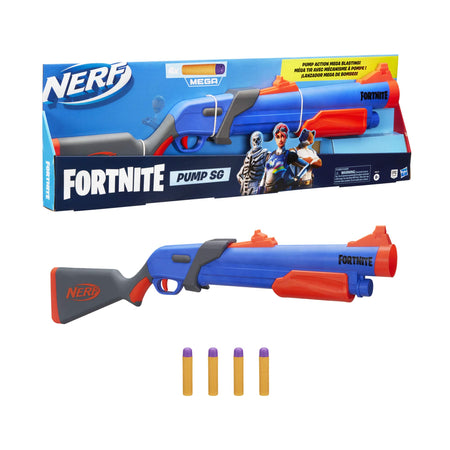 NERF Fortnite Pump SG Blaster -- Pump Action Mega Dart Blasting -- Breech Load -- 4 Official Mega Darts -- for Youth, Teens, Adults