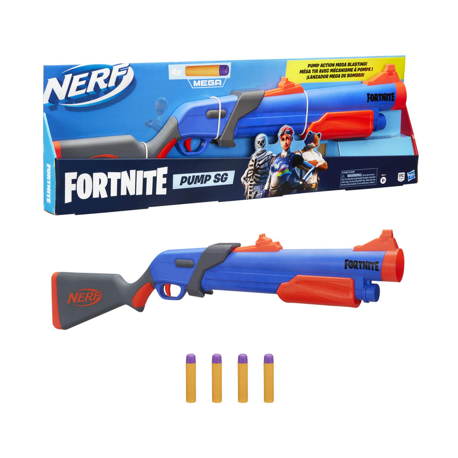 NERF Fortnite Pump SG Blaster -- Pump Action Mega Dart Blasting -- Breech Load -- 4 Official Mega Darts -- for Youth, Teens, Adults