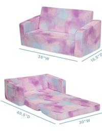 Delta Children Cozee Flip-Out Sofa - 2-in-1 Convertible Sofa to Lounger for Kids, Pink Tie Dye
