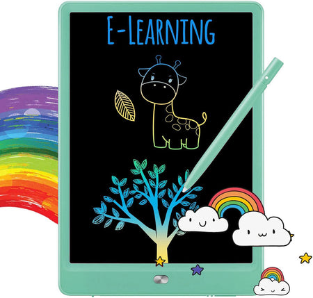 TEKFUN LCD Writing Tablet Doodle Pad for Kids, 10inch Rainbow Drawing Board Doodle Board Educational Learning Toys for 3 4 5 6 Year Boys Girls Birthday Gift (Green)