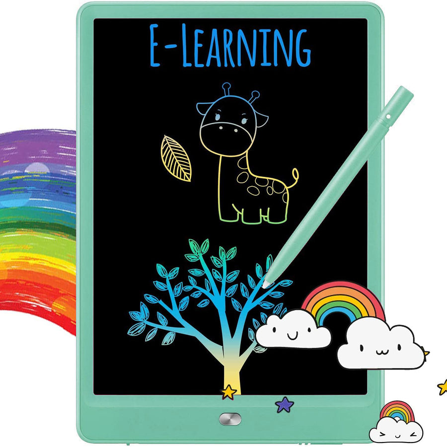 TEKFUN LCD Writing Tablet Doodle Pad for Kids, 10inch Rainbow Drawing Board Doodle Board Educational Learning Toys for 3 4 5 6 Year Boys Girls Birthday Gift (Green)