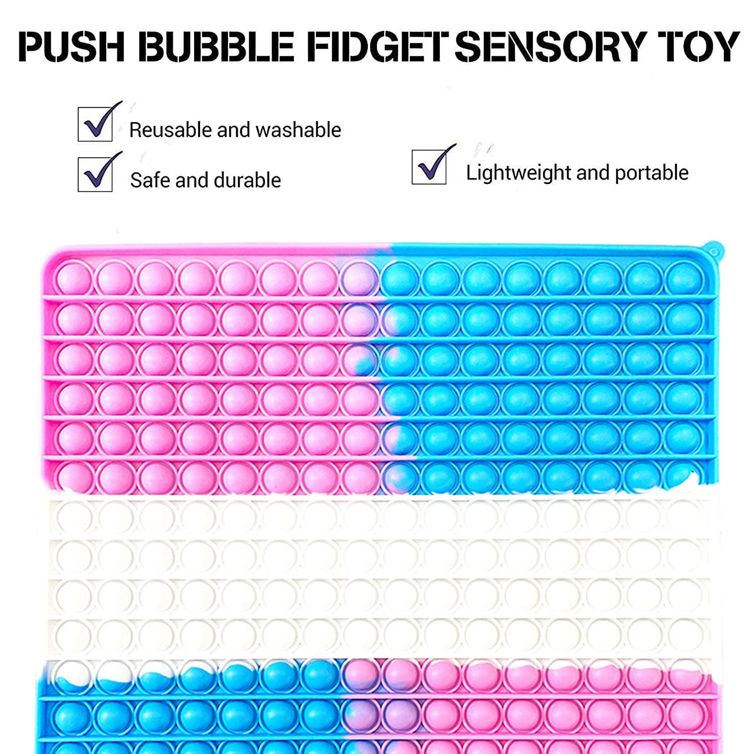 Wuximde Big Size Push Pop Bubble Sensory Fidget Toys,256 Bubbles Stress Reliever Silicone Pressure Relieving Toy,for Autistic Kids Special Needs Children Anxiety Adults (Pink)