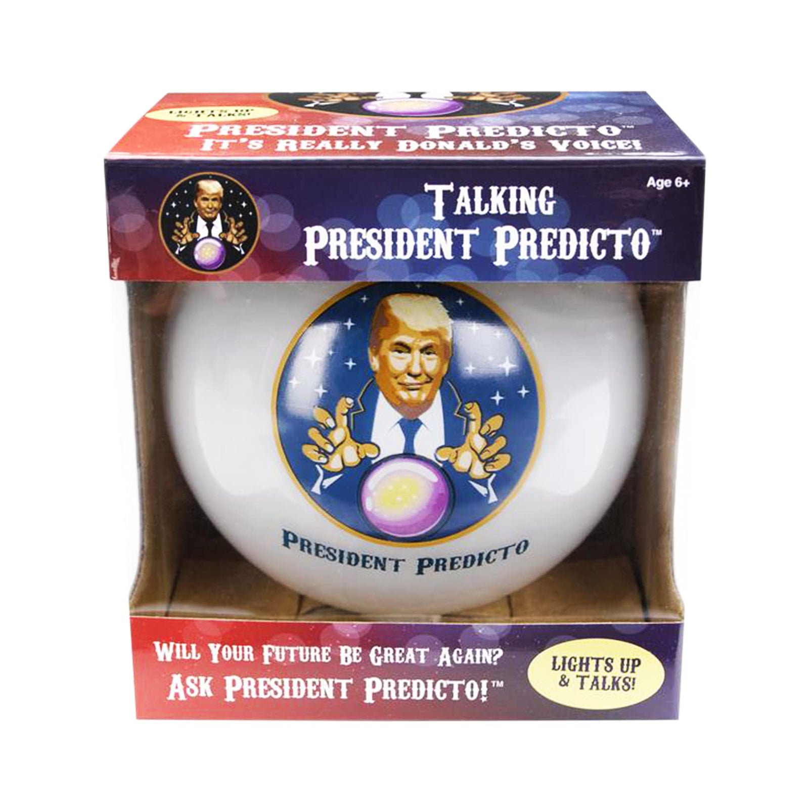 Talking President Predicto - Donald Trump Fortune Teller Ball - Lights Up & Talks - Ask YES or NO Question & Trump Speaks The Answer - Like a Next Generation Magic 8 Ball – Christmas Stocking Stuffer
