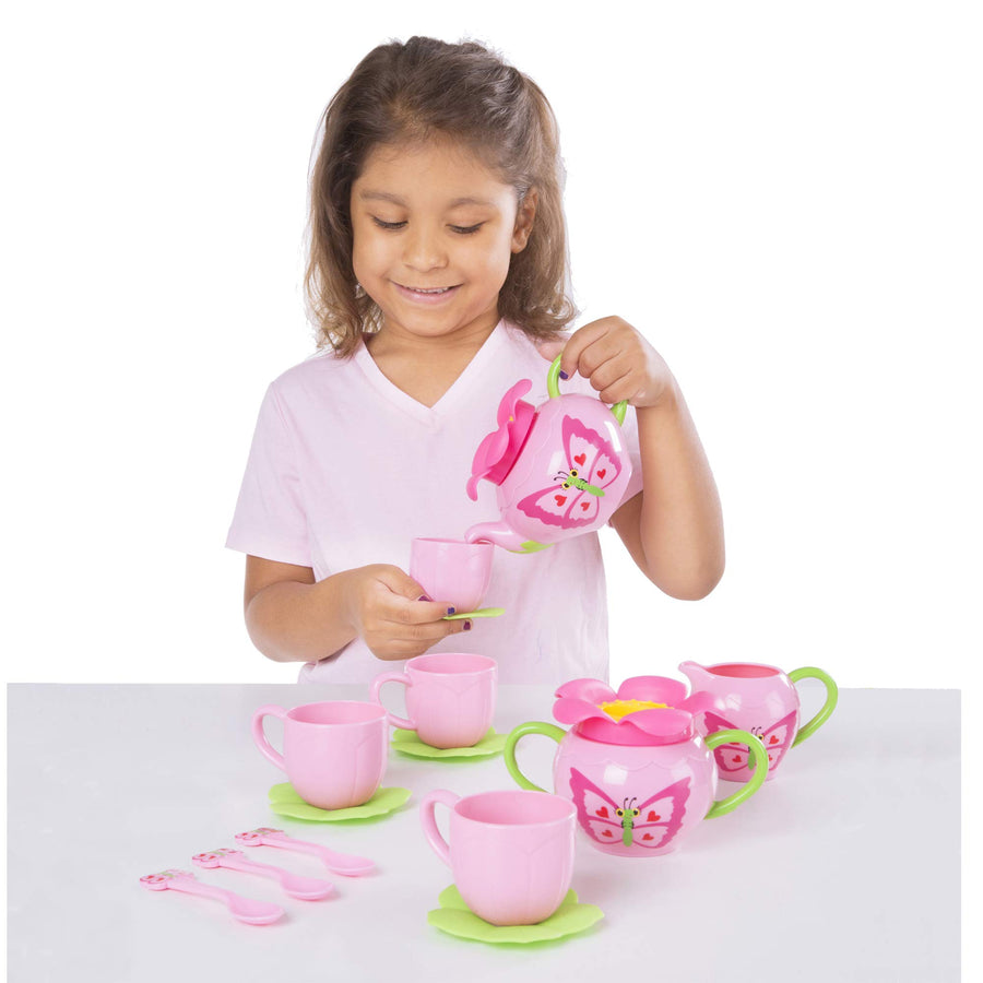 Melissa & Doug Bella Butterfly Pretend Play Tea Set (Pretend Play, Food-Safe Material, BPA-Free, Durable Construction, Frustration-Free Packaging)