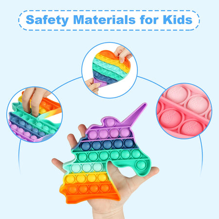 Fidget Toy with Popping Sound Rainbow Square Push Bubble Sensory Fidget Toys Pack for Anxiety & Stress Relief Autism Learning Materials,Squeeze Toy for Kids Teens Office Older