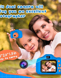 Seckton Upgrade Kids Selfie Camera, Christmas Birthday Gifts for Boys Age 3-9, HD Digital Video Cameras for Toddler, Portable Toy for 3 4 5 6 7 8 Year Old Boy with 32GB SD Card-Navy Blue
