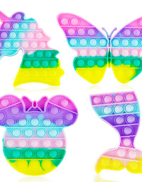 Woplagyreat 4 Pack Pop Popit Poppit Poppet Its Popper Fidget Sensory Popitsfidgets Set Kit Toy Stress Bubble Special Need Gift for Girl Kid Teen Adult Friend ADHD Unicorn Butterfly Mermaid Mouse
