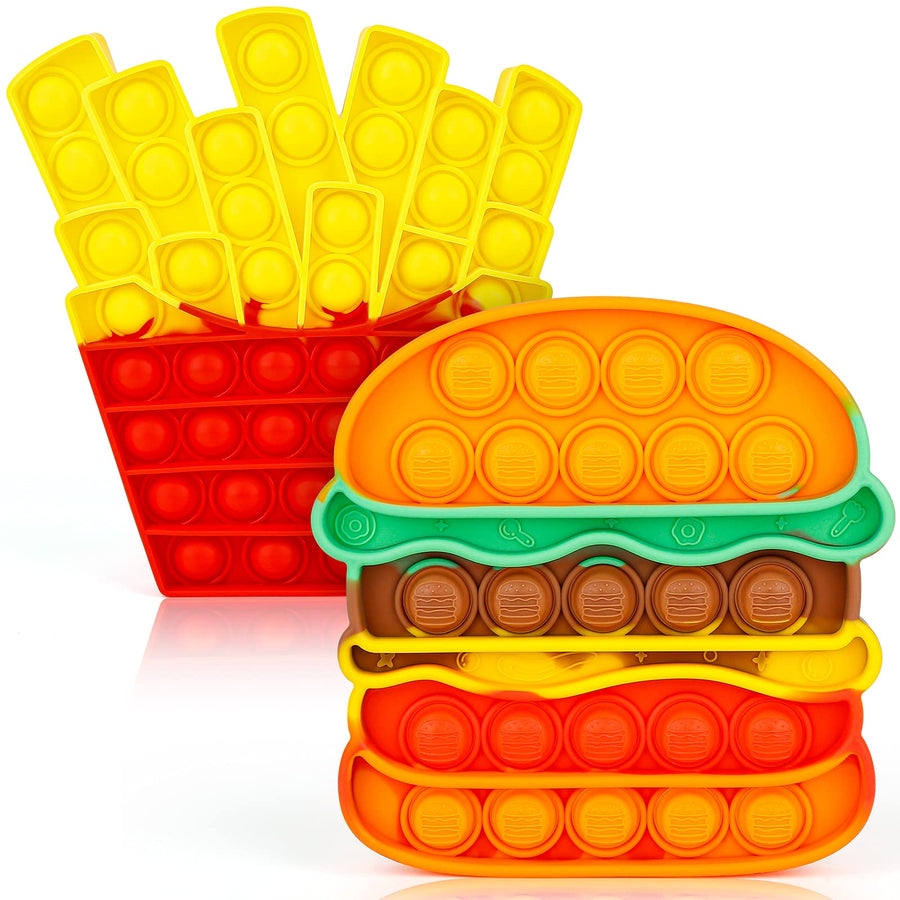 iTechjoy Fidget Toys Push It, Bubble Pop Popping Sensory Fidget Toy For Adult And Children, Its Push bubble Stress Toy For Autism, Sensory Popper Game Toy For Kids Boys Girls, Hamburger & Fries Shapes