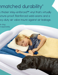 hiccapop Inflatable Toddler Travel Bed with Safety Bumpers [4-Sided] | Portable Toddler Bed for Kids | Toddler Air Mattress | Kids Air Mattress - Navy Blue
