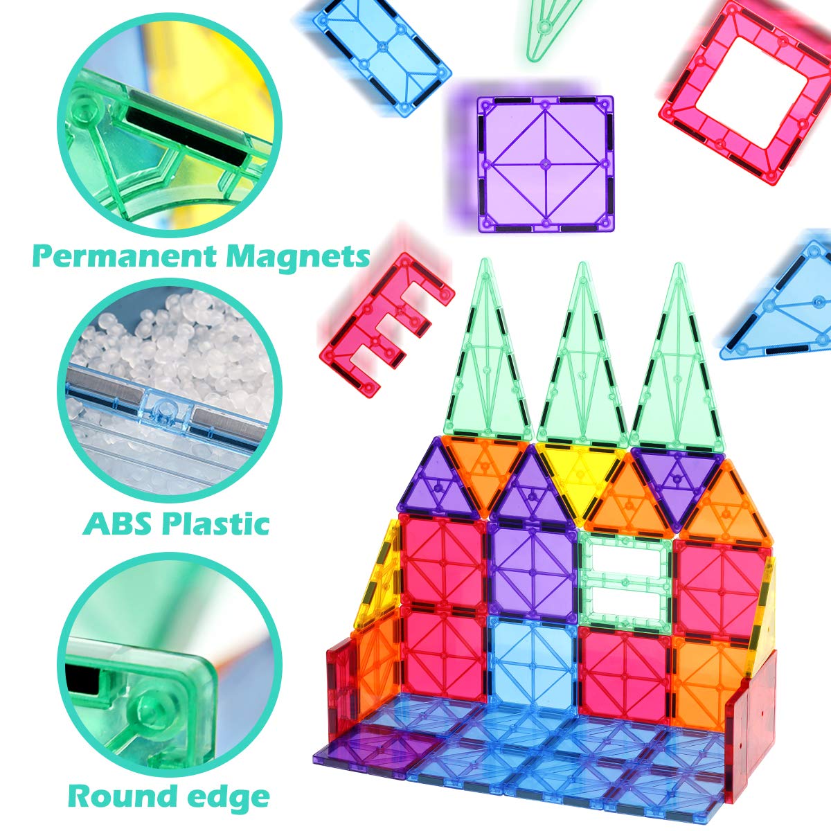 Magnetic Tiles Building Blocks STEM Magnet Blocks Toys for 3+ Year Old Boys and Girls,Educational Toy Gifts for Toddlers Kids Develop Children's Ability to Observe,Imagine,Practice.