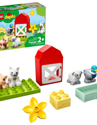 LEGO DUPLO Town Farm Animal Care 10949 Imaginative Build-and-Play Toy for Toddlers; Buildable Farm Playset with 4 Animal Figures – a Duck Toy, Cat Figure, Pig Toy and Sheep Toy, New 2021 (11 Pieces)
