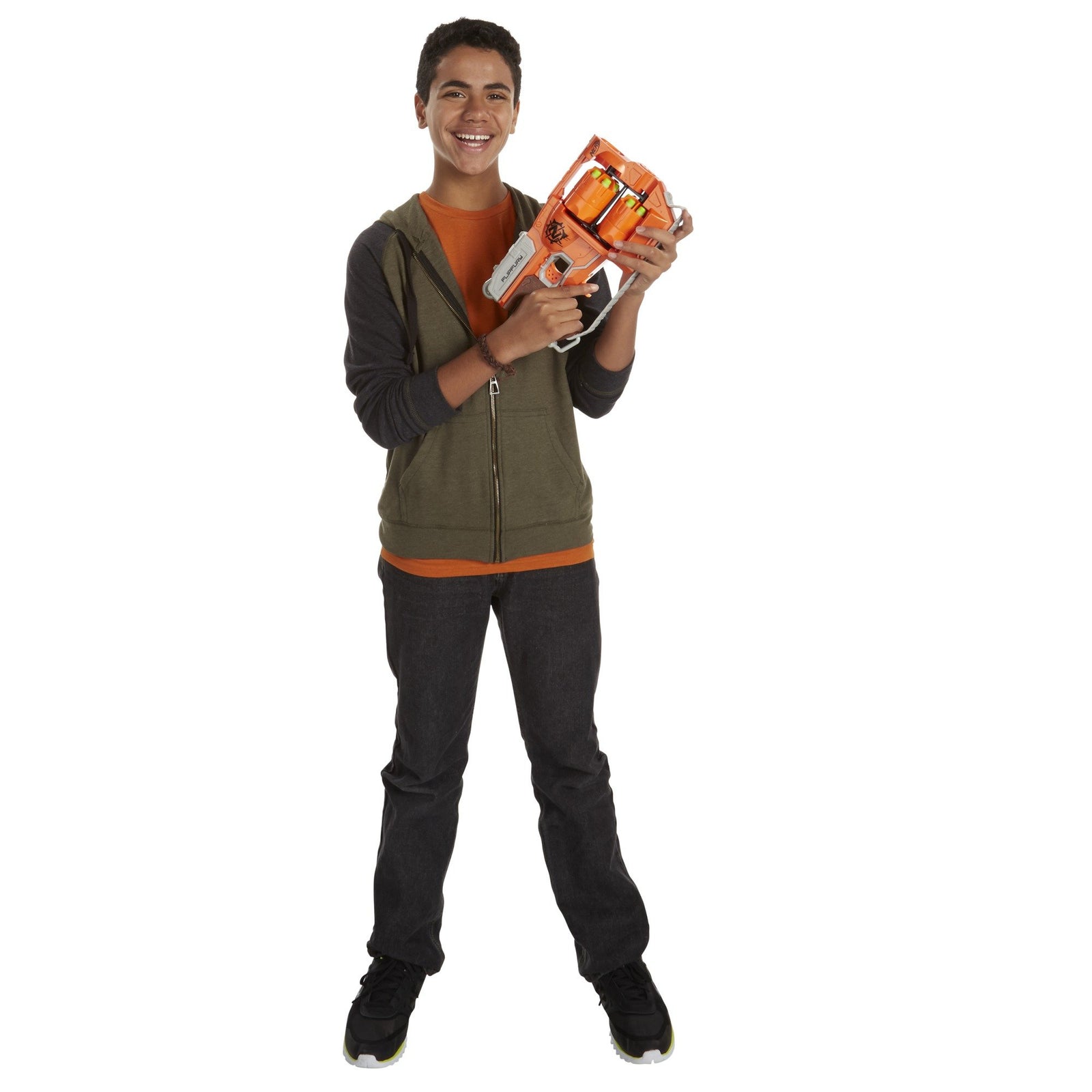 NERF Zombie Strike FlipFury Blaster -- 2 Flipping 6-Dart Drums -- Fire 6 Darts, Flip, Fire 6 More -- 12 Zombie Strike Elite Darts