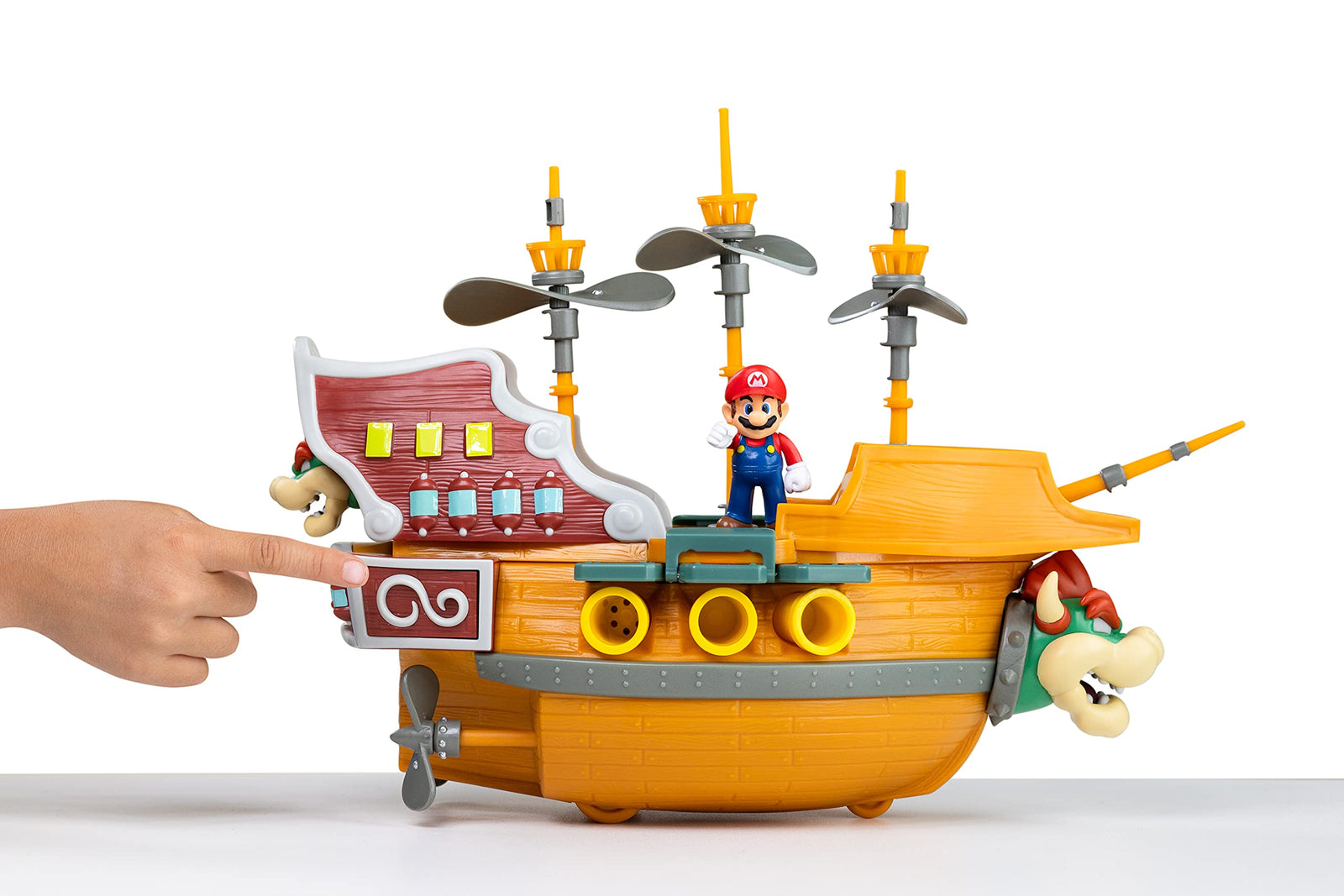 Super Mario Deluxe Bowser's Air Ship Playset with Mario Action Figure – Authentic In-Game Sounds & Spinning Propellers