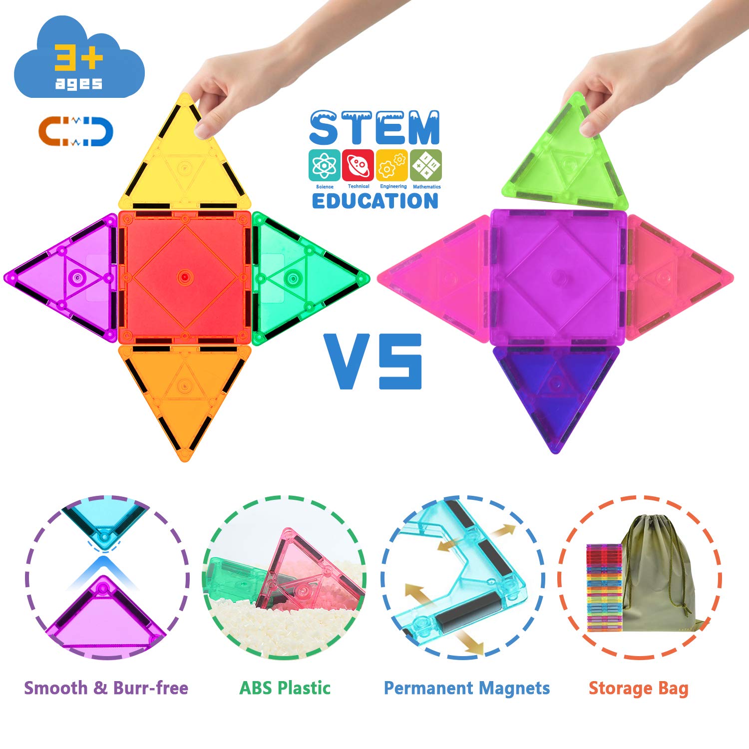 Magnet Toys for 3 Year Old Boys and Girls Magnetic Blocks Building Tiles STEM Learning Toys Montessori Toys for Toddlers Kids