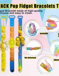 18PCS Pop Fidget Bracelets Toys, Wristband Fidget Toys Sets, Adjustable Stress Relief Push Pop Bubbles Fidget Sensory Toy Wearable for Kids and Adults
