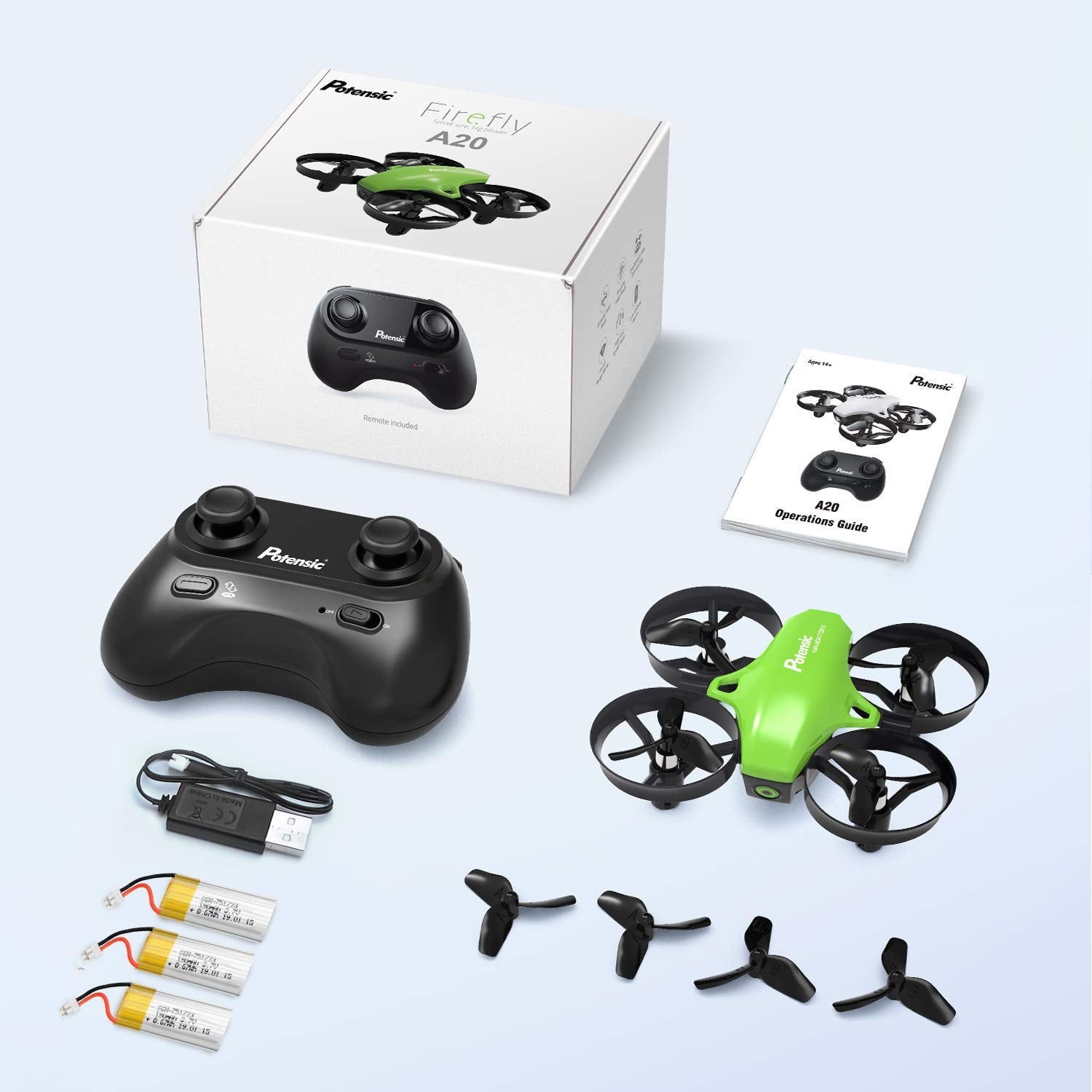 Potensic Upgraded A20 Mini Drone Easy to Fly Drone for Kids and Beginners, Indoor Outdoor RC Helicopter Quadcopter with Auto Hovering, Headless Mode, Remote Control and 3 Batteries for Boys Girls