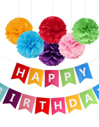 Fecedy Colorful Happy Birthday Banner Bunting
