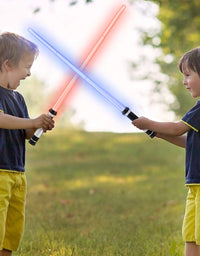 TOY Life Light Up Saber 2 Pack Telescopic Extendable & Collapsable Laser Sword 2-in-1 LED + Sound FX(Motion Sensitive) Double Bladed Dual Light Up Sword for Kids Halloween Dress Up Parties Costume
