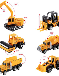 TEMI Diecast Engineering Construction Vehicle Toy Set w/ Play Mat,Truck Carrier,Forklift,Bulldozer,Excavator,Mixer,Dump Truck, Alloy Metal Car Toys Set for 3 4 5 6 Years Old Toddlers Kids Boys & Girls
