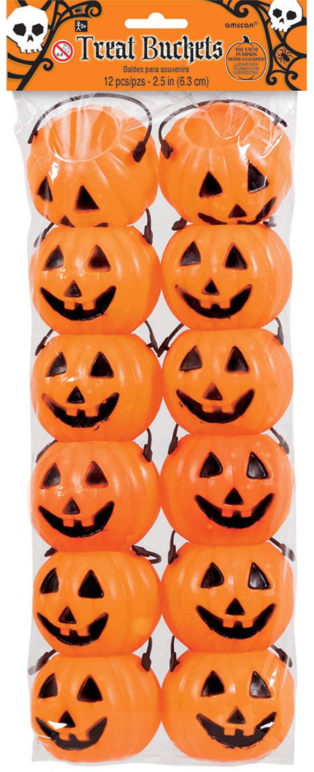 amscan Pumpkin Plastic Treat Pails,Orange,2 1/2"