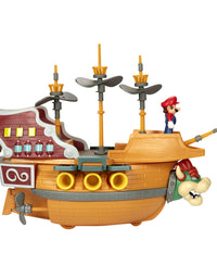 Super Mario Deluxe Bowser's Air Ship Playset with Mario Action Figure – Authentic In-Game Sounds & Spinning Propellers
